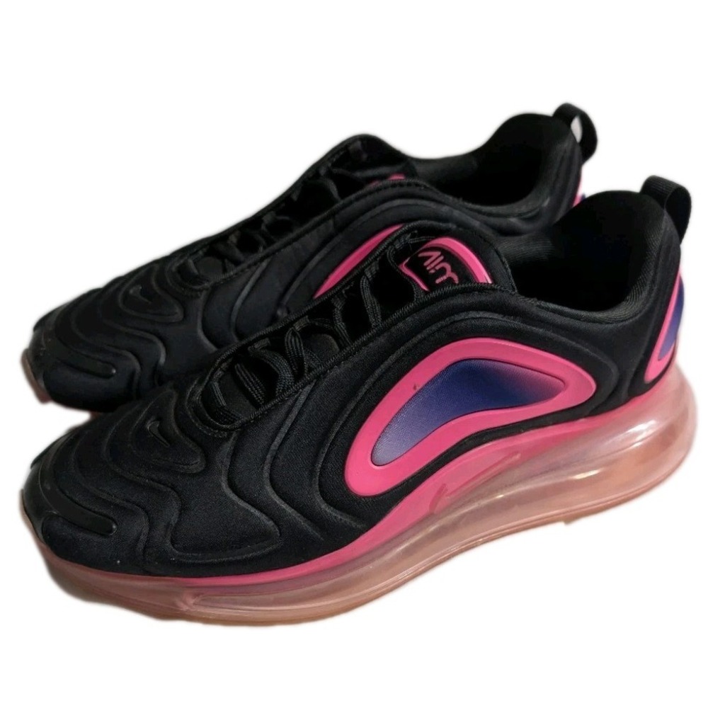 Nike Air Max 720 Black‎ Pink Blast Bubble Air Sneakers Men's 9 Women's 10.5